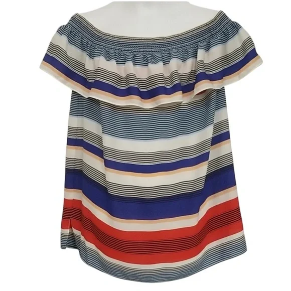 Laundry Stripe Top Ruffle Off Shoulder - Picture 1 of 4